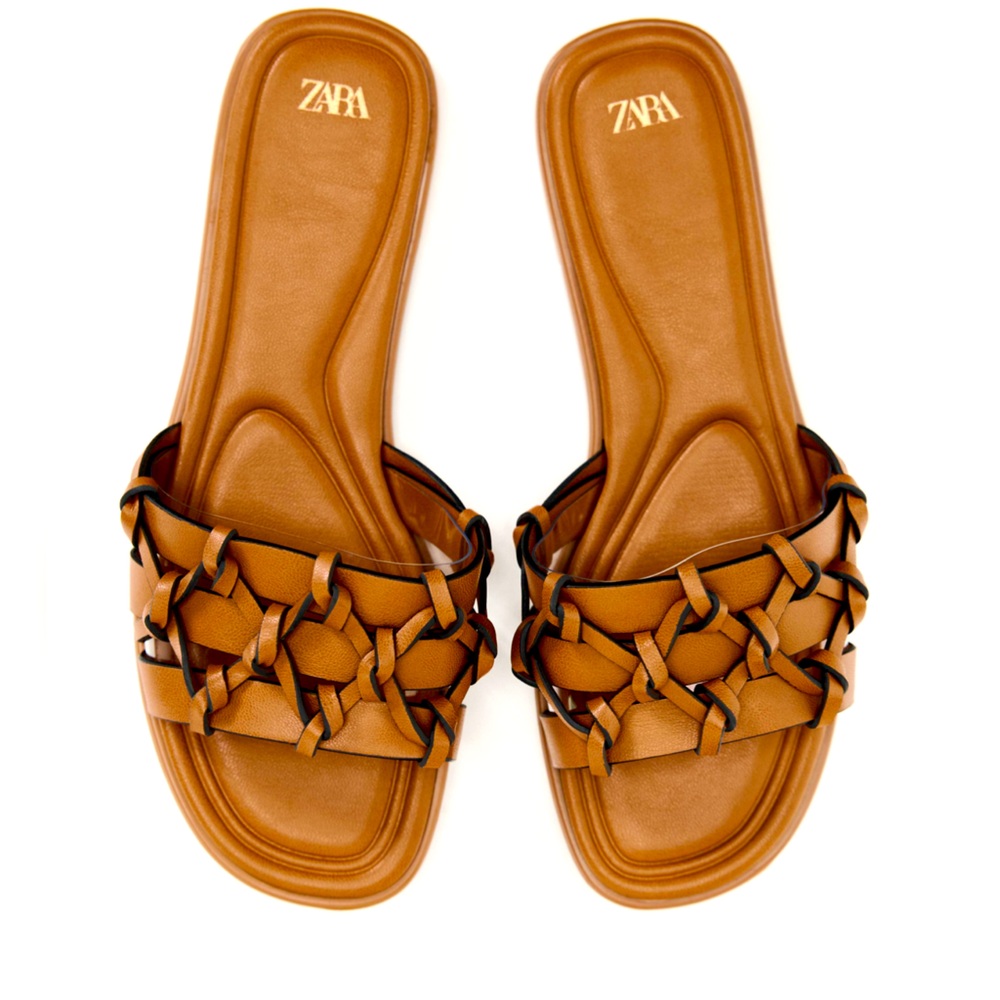 NWT Zara Low Heel Knotted Slides. Size 38.